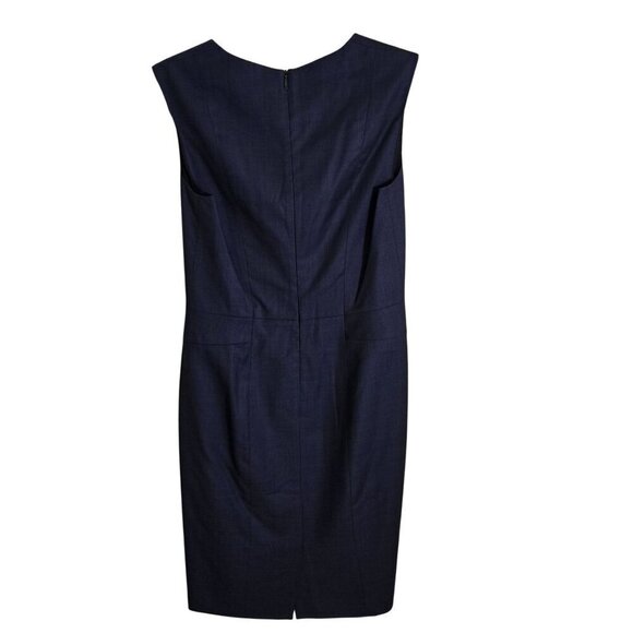 Boss Hugo Boss Delura Stretch Wool Blue Sheath Career Dress Size 4 - Picture 3 of 11